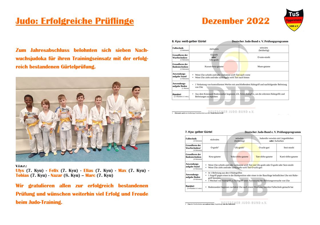 043 Schaukasten Aktuelles 2022 12 20 Judo Grtelprfung
