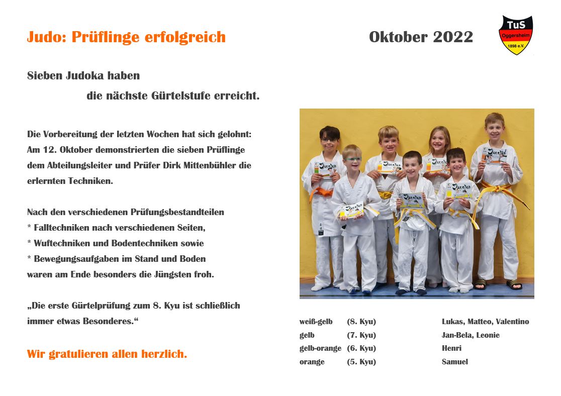 051 Schaukasten Aktuelles 2022 10 12 Judo Grtelprfung