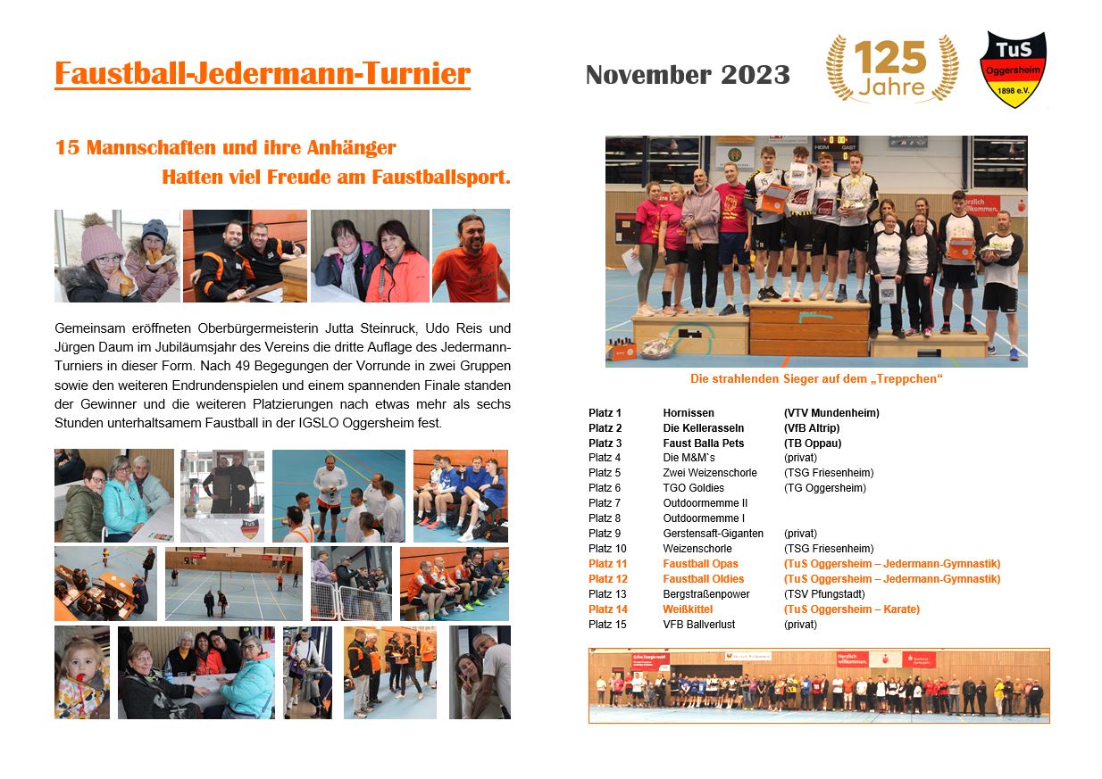 062 Schaukasten Aktuelles 2023 11 18 Faustball Jedermann Turnier