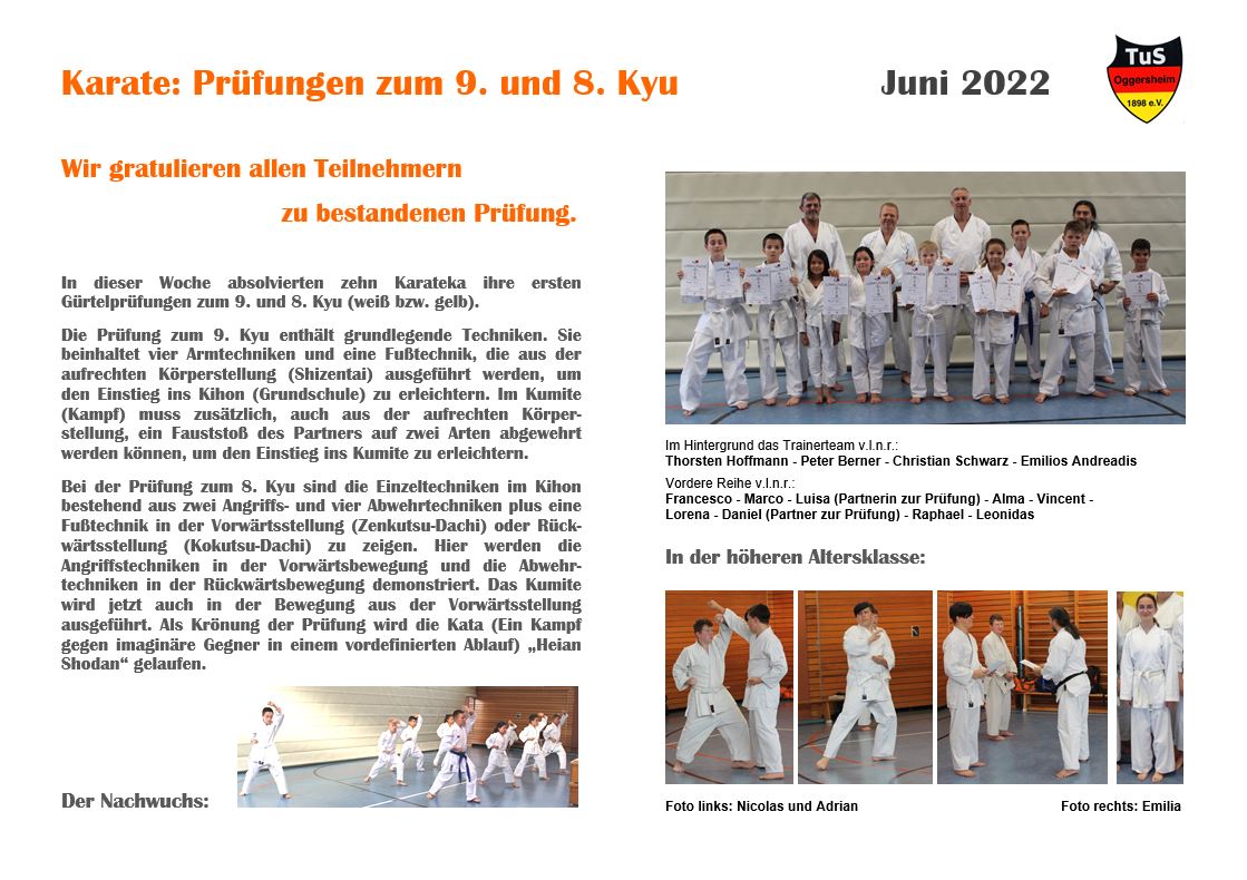 067 Schaukasten Aktuelles 2022 06 12 Karate Grtelpruefung